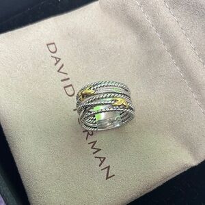 David Yurman Two-Tone Multi-Band Cable Ring with Gold Accents